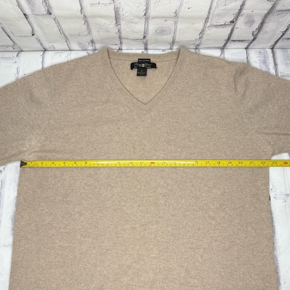Pronto Uomo Mens Cashmere Sweater Size L Beige V-Neck Preppy Old Money Luxury - Picture 4 of 7